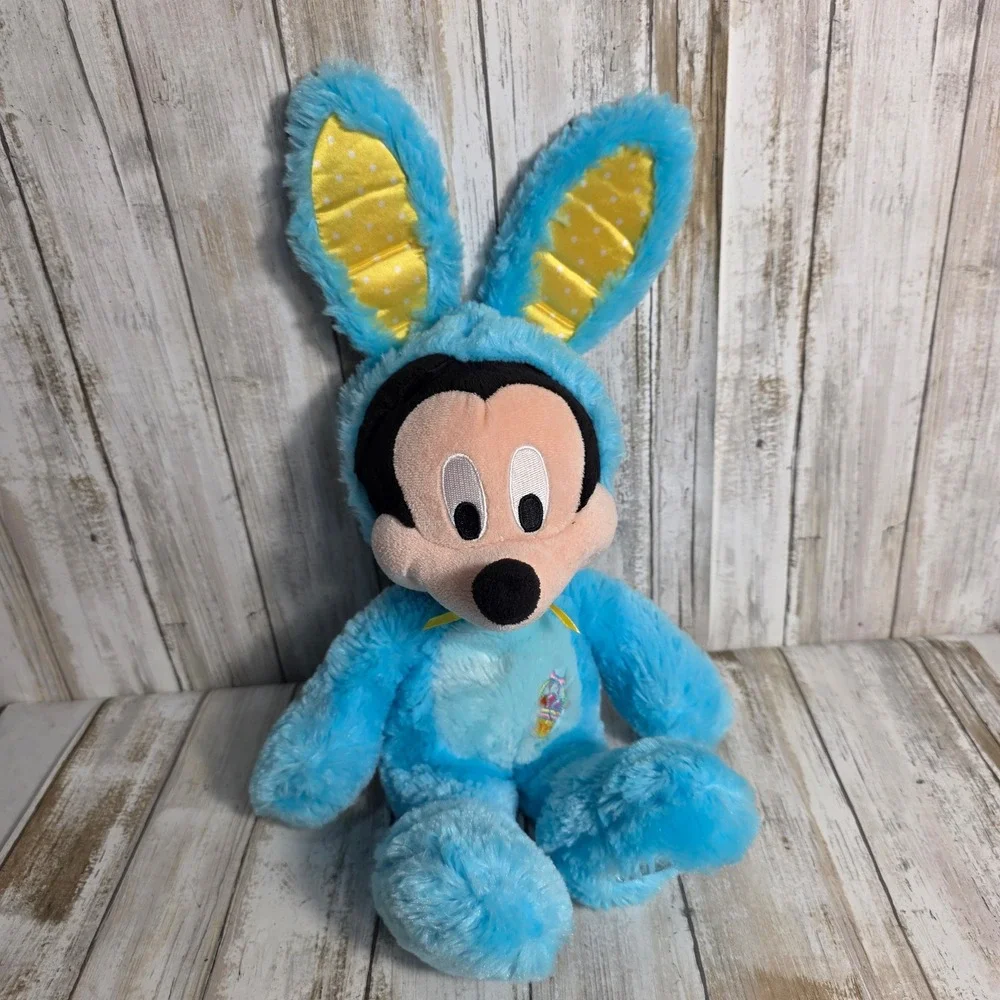 Disney Store Mickey Mouse Blue Easter Bunny Costume Plush 18 Inch Posable Ears